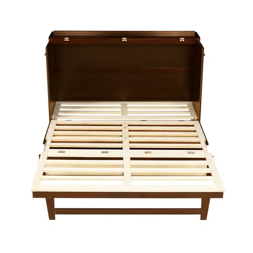 Queen Murphy Bed with Desk and Removable Shelves on Each Side, Murphy Bed Chest Murphy Bed Frame w/USB Port for Home Office, Studio or Guest Room