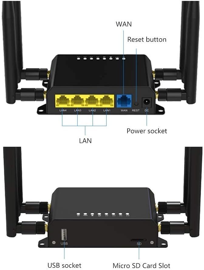 Wiflyer WE826-T2 4G LTE Router|300 Mbps Cat4 Wireless Wi-Fi Router with Industrial Grade Metal Case/Removable External Antennas/SIM Card Slot