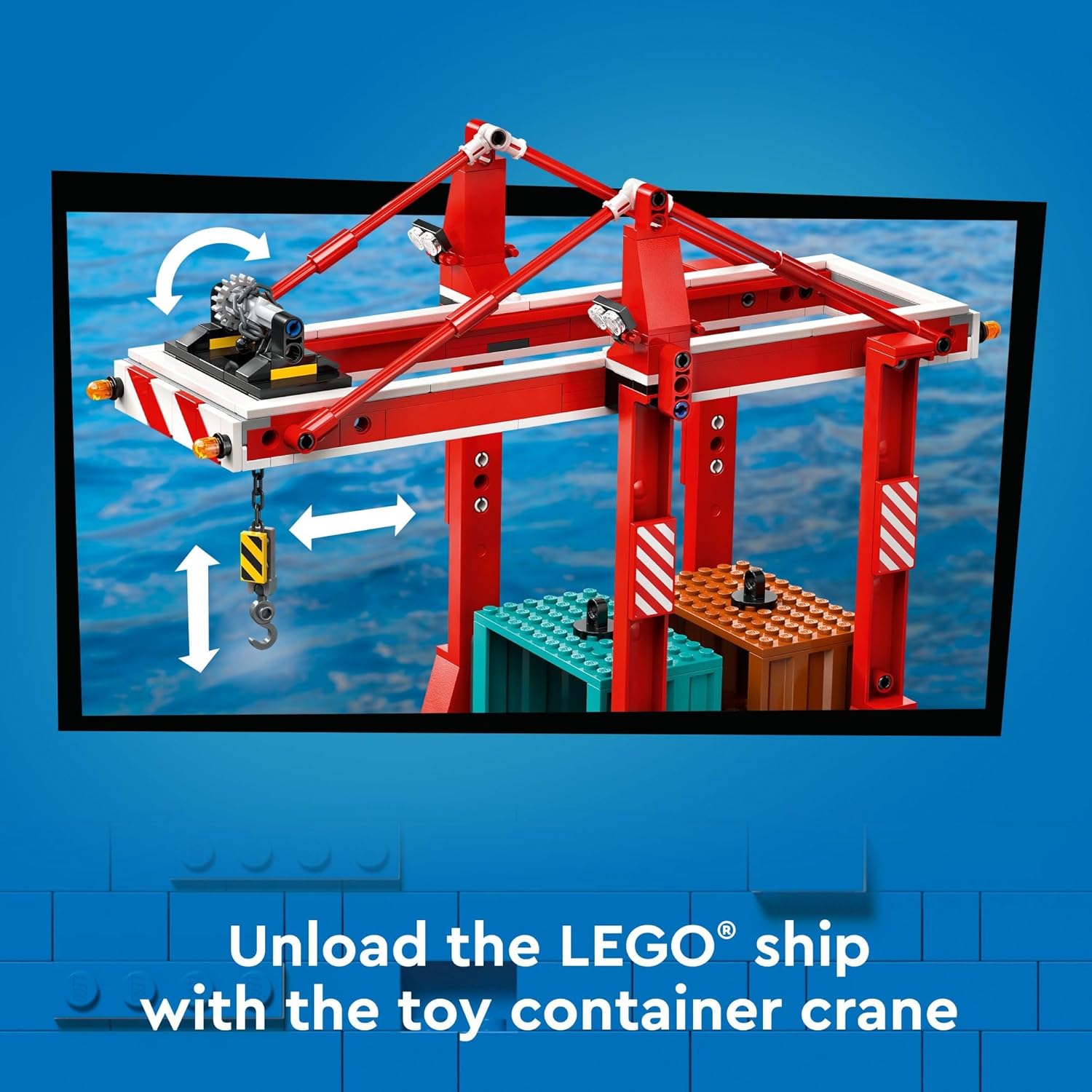 LEGO City Seaside Harbor with Cargo Ship Toy, Model Container Crane and Boat with 8 Minifigures Included