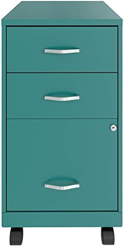 Space Solutions 3 Drawer Metal Mobile File Cabinet with Lock, Letter Size, Navy, Fully Assembled