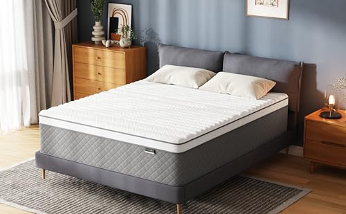 Full Mattress, 12 Inch Full Size Mattress with Cooling-Gel Memory Foam &Pocket Spring Hybrid, CertiPUR-US Certified, Medium Firm