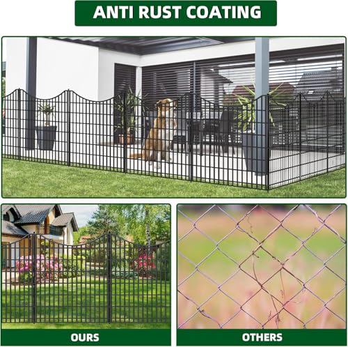 18 Panels No Dig Decorative Fence with Gate, 33 in(H) X 40.5 ft(L) Tall Garden Fence Animal Barrier, Rustproof Metal Wire Edging Border