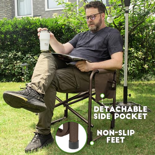 TIMBER RIDGE Folding Rocking Camping Chair, 400lbs Capacity Portable Oversized Outdoor Rocker with Hard Armrests, Cup Holder & Side Pocket