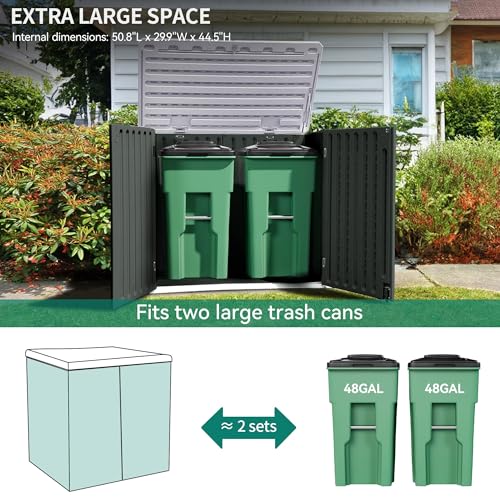 YITAHOME Outdoor Horizontal Storage Sheds w/o Shelf, Weather Resistant Resin Tool Shed, Multi-Opening Door for Storage of Bike, Trash Cans