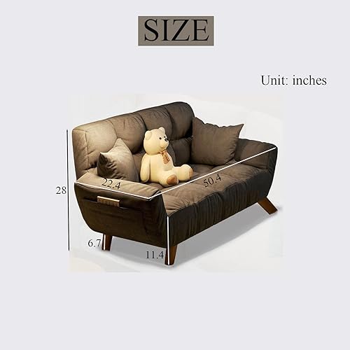 Small Sofa Couch,Couches for living room,Morden Mid-Century Linen Fabric Sofa Couch,Adjustable Floor Sofa Bed with pillow,Suitable for living room