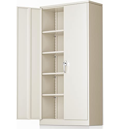 Greenvelly Steel SnapIt Storage Cabinet 72" Locking Metal Garage Storage Cabinet with 4 Adjustable Shelves, 2 Doors and Lock for File, Office, Garage