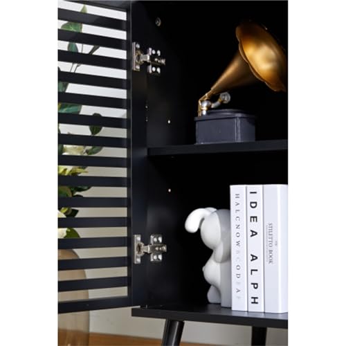 Mid-Century Modern TV Stand | 55" Wood Entertainment Center TV Console Table with Storage Hollow Door