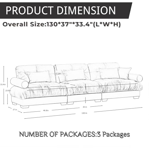 130" Modular Sectional Sofa,Velvet Upholstered Couches for Living Room,3 Seater Green Sofa Couch with Movable Ottoman