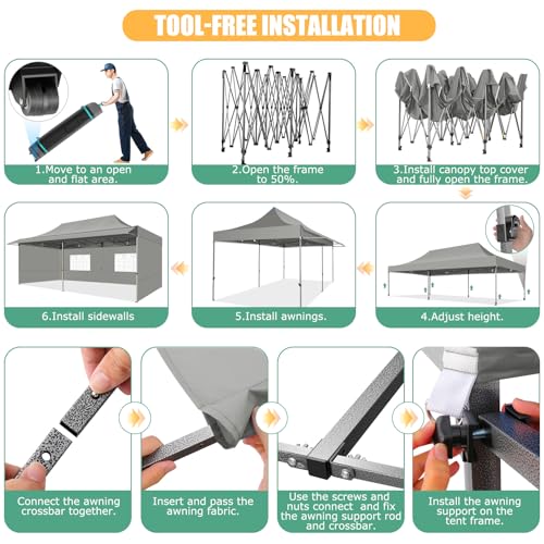 COBIZI 10x10 Pop Up Canopy Tent with Awning