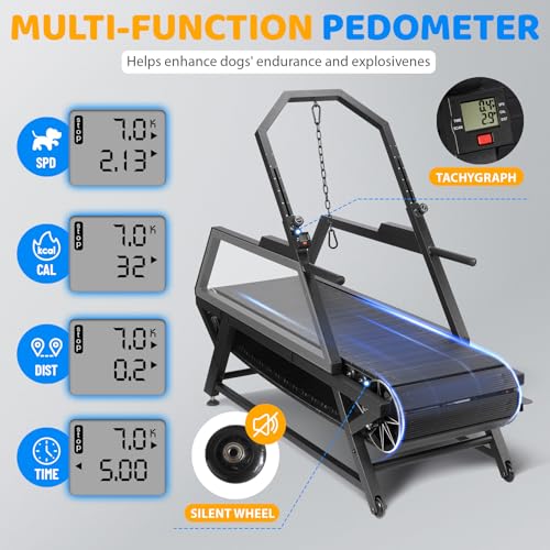 Dog Treadmill for Large Dogs, Medium Dogs with Brake, Dog Slatmill,Non-Electric Treadmill for with Step Counter, Adjustable Incline & Brake