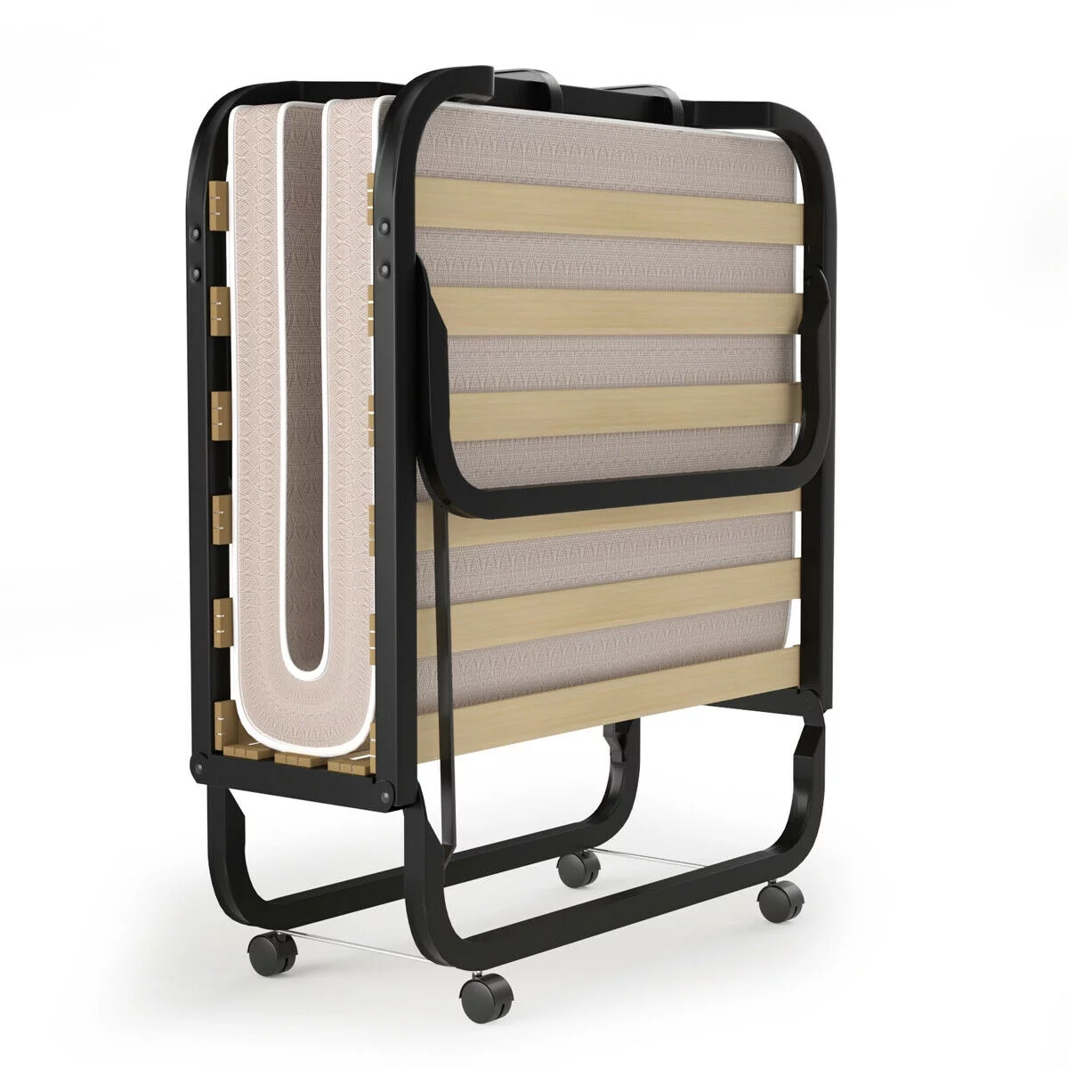 Folding Bed with Memory Foam Mattress, Portable Guest Bed with Sturdy Frame for Kids Adults Home and Office