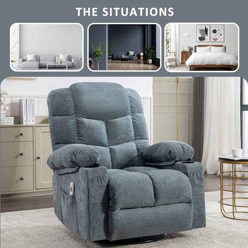 Recliner Chair Electric Recliner Chairs Home Theater Seating with Lumbar Support Glider Recliner Nursery Chair with Cup Holders Fabric Massage Chair
