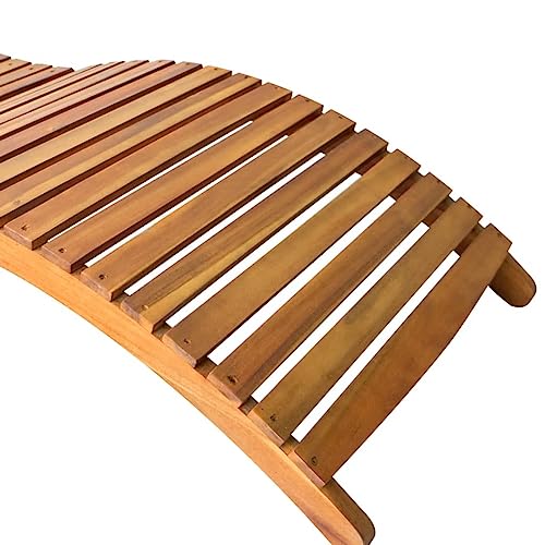 Patio Sun Lounger with Cushion Solid Acacia Wood,Spacious and Comfortable Wooden Sun Lounger for Outdoor Relaxation