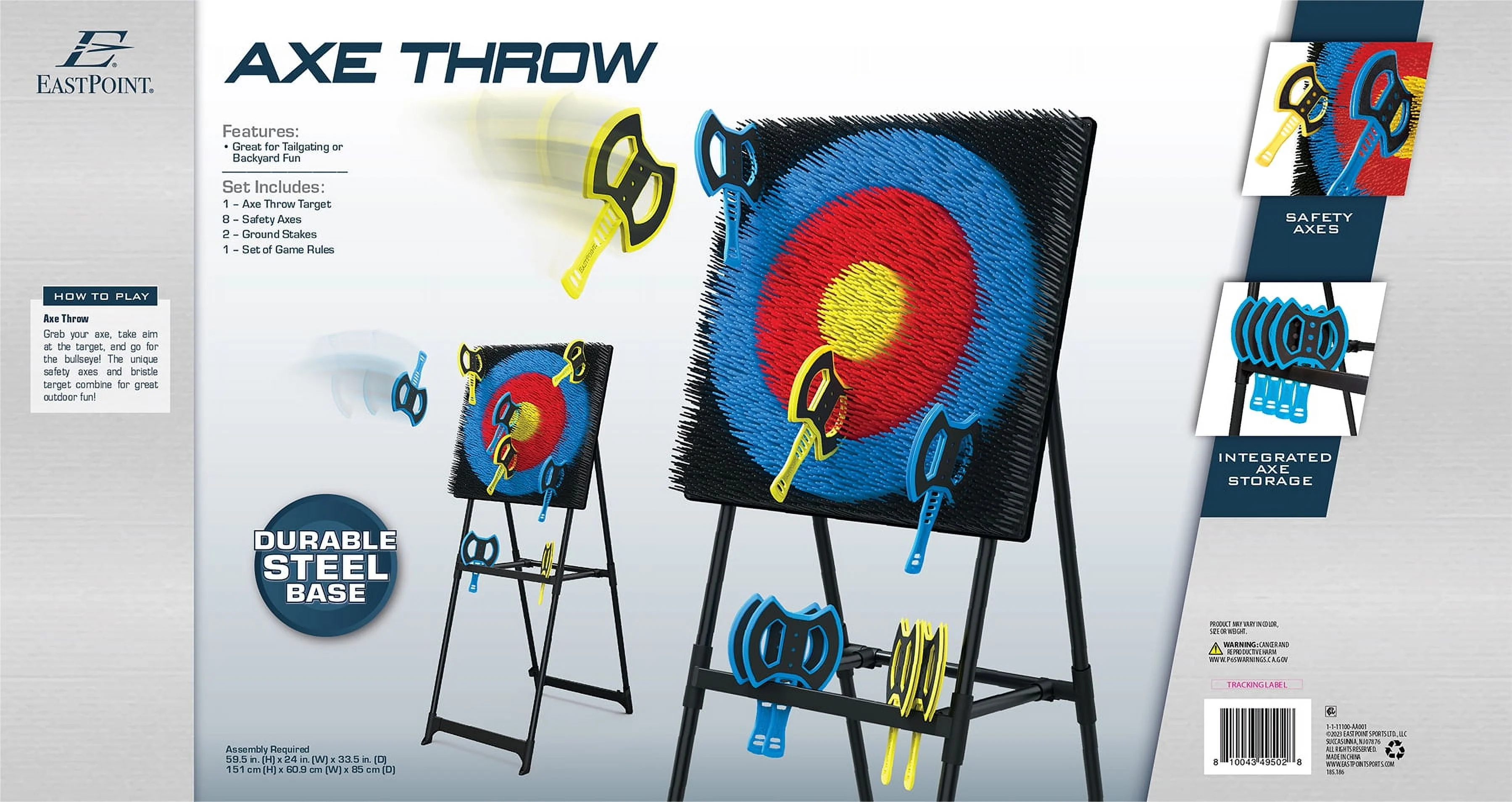 Eastpoint Sports Axe Throwing Target Game - 5ft Tall Sturdy Steel Frame - Includes 8 Throwing Axes