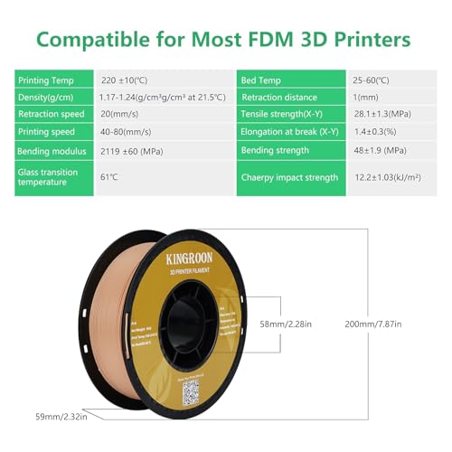 Kingroon PLA 3D Printer Filament, 12Rolls, Dimensional Accuracy +/- 0.03 mm, 12kg Spool(26.4lbs)