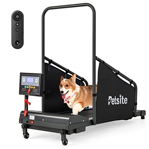 PETSITE Dog Treadmill, Pet Dog Running Machine for Small & Medium-Sized Dogs, Pet Fitness Treadmill with LCD Display Screen, 220 LBS