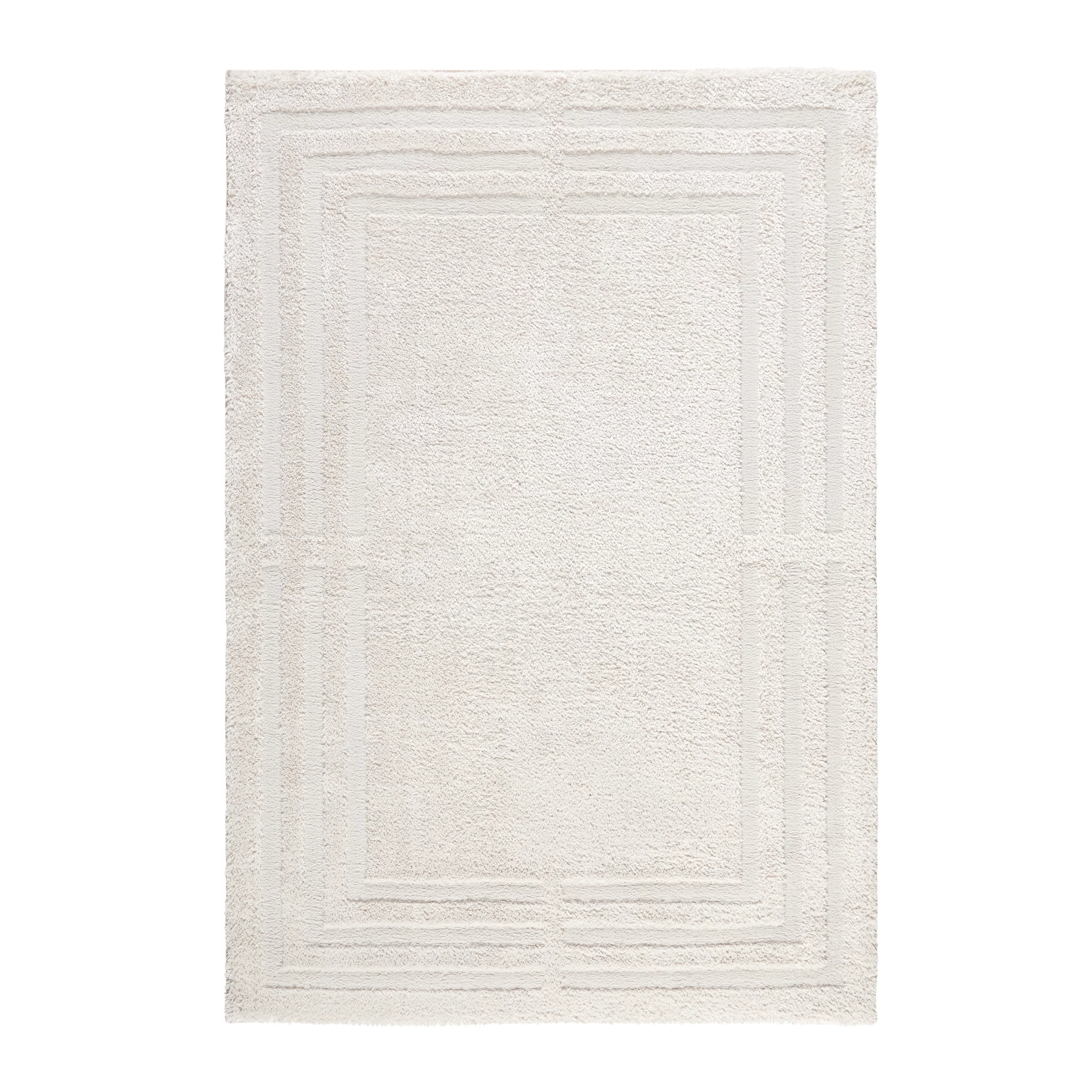 TOWN & COUNTRY EVERYDAY Cloud Shag Plush Border Area Rug with High-Low Pile, Beige, 7'10"x10'2"