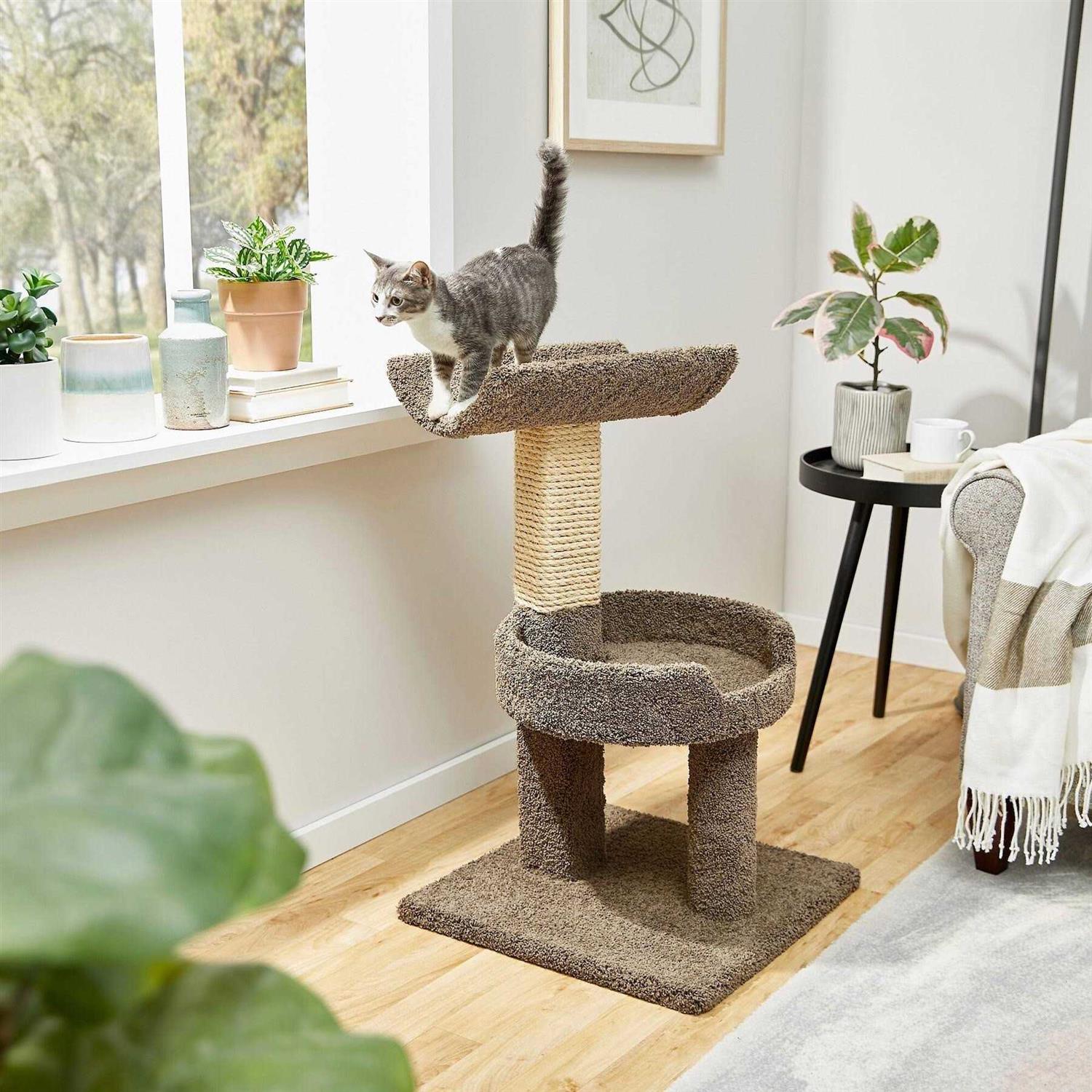 Frisco 32-in Real Carpet Wooden Cat Tree - Pet Supplies online store