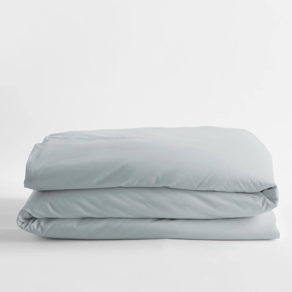 The Company Store Legends Pearl Gray Solid Egyptian Cotton Sateen Oversized Queen Duvet Cover