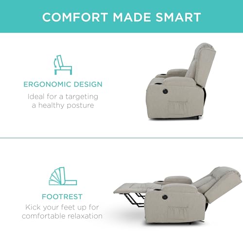 Best Choice Products Modern Linen Electric Power Lift Chair, Recliner Massage Chair, Adjustable Furniture for Back, Legs w/ 3 Positions, USB Port