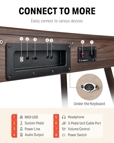Donner DDP-80 PLUS Digital Piano 88 Key Weighted Keyboard, Home Electric Piano, Supports USB-MIDI & Headphones Connection, Semi-open Cover Designed