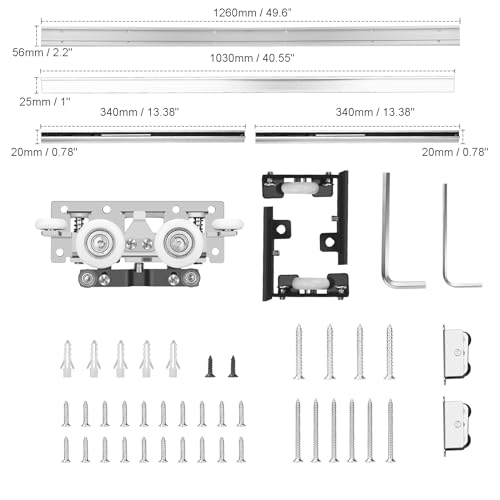 36-48" Heavy Duty Hidden Sliding Barn Door Hardware and Track, Floating Door System, Floating Wall Mount, Soft Close, Quiet and Smooth