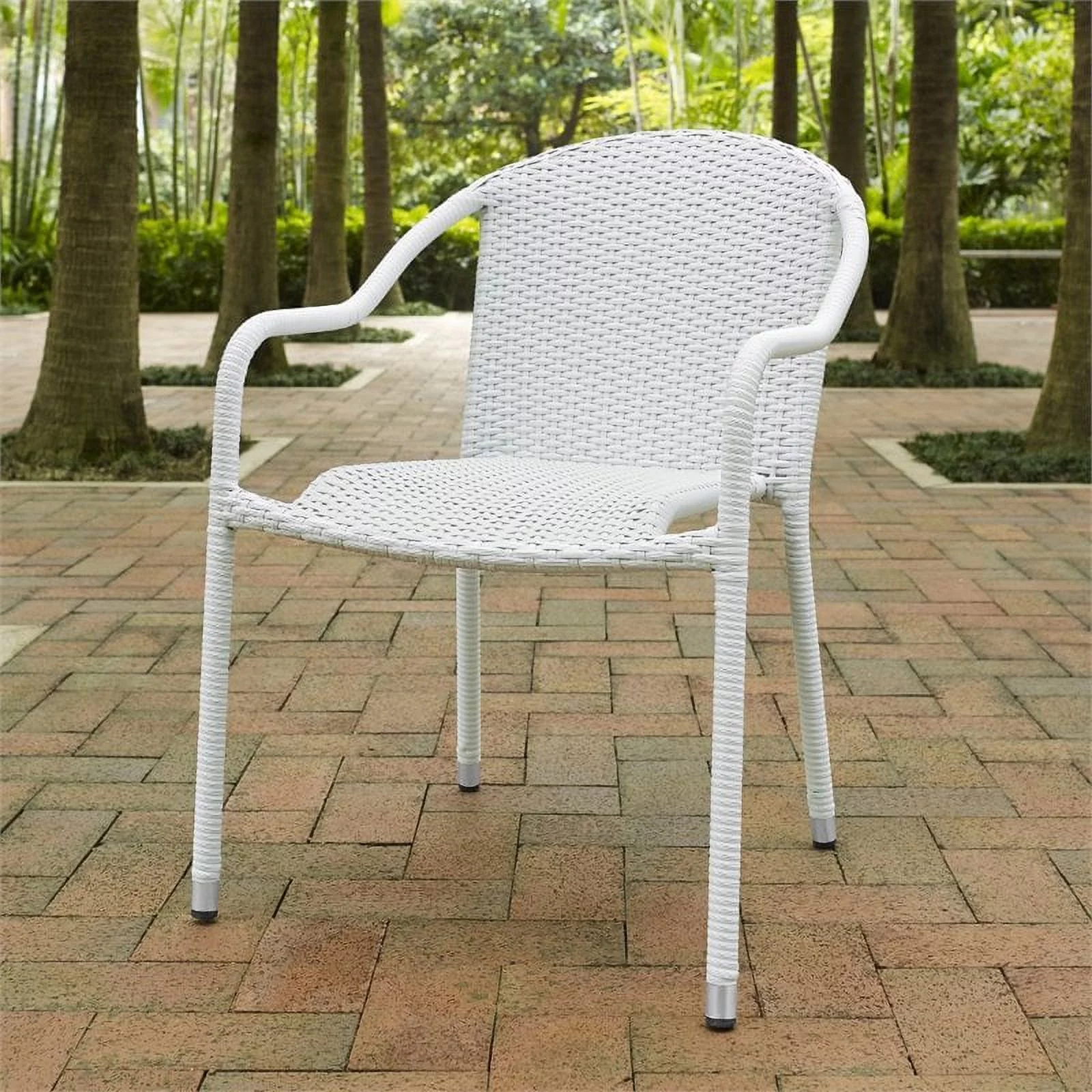 Kingfisher Lane Wicker Patio Stackable Chair in White (Set of 4)