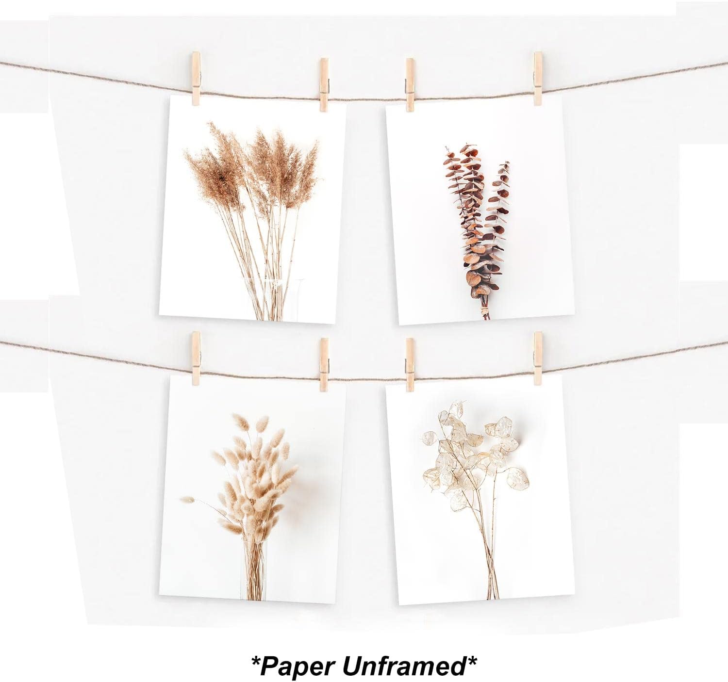 heilkee Boho Wall Art Modern Farmhouse Bathroom Decor Cute Pampas Grass Wall Decor Botanical Prints Beige Room Aesthetic Neutral Kitchen Bedroom