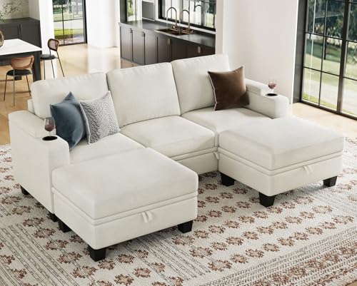 Belffin Modular Sectional Sofa Couch with Storage U Shape Convertible Corner Couches for Living Room Dark Grey Couch