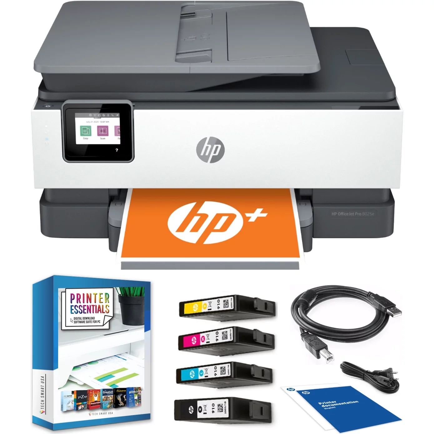 HP OfficeJet Pro 8025e All-in-One Wireless Smart Color Printer 1K7K3A Print, Scan, Copy, Fax, Mobile Functions