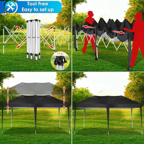 COBIZI Canopy 10x20 Pop Up Canopy Tent with 6 Sidewalls Party Tents for Parties Weddings Backyard Waterproof Canopy Outdoor Commercial Canopy Event