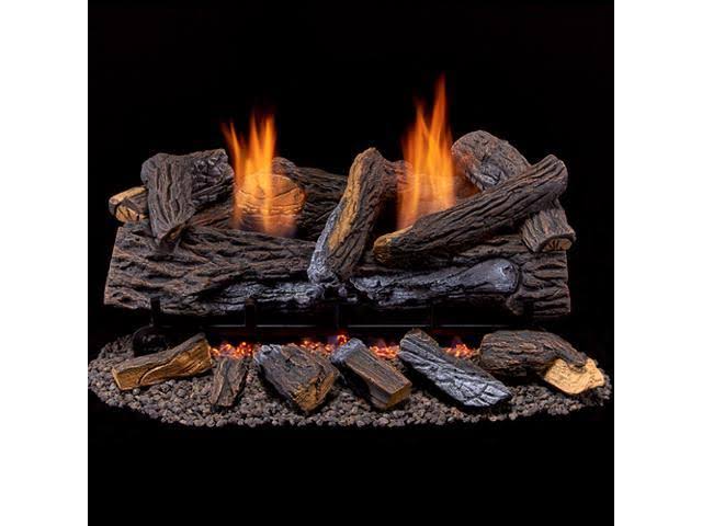 Duluth Forge Ventless Propane Gas Log Set - 24 in. Stacked Red Oak - Manual Control