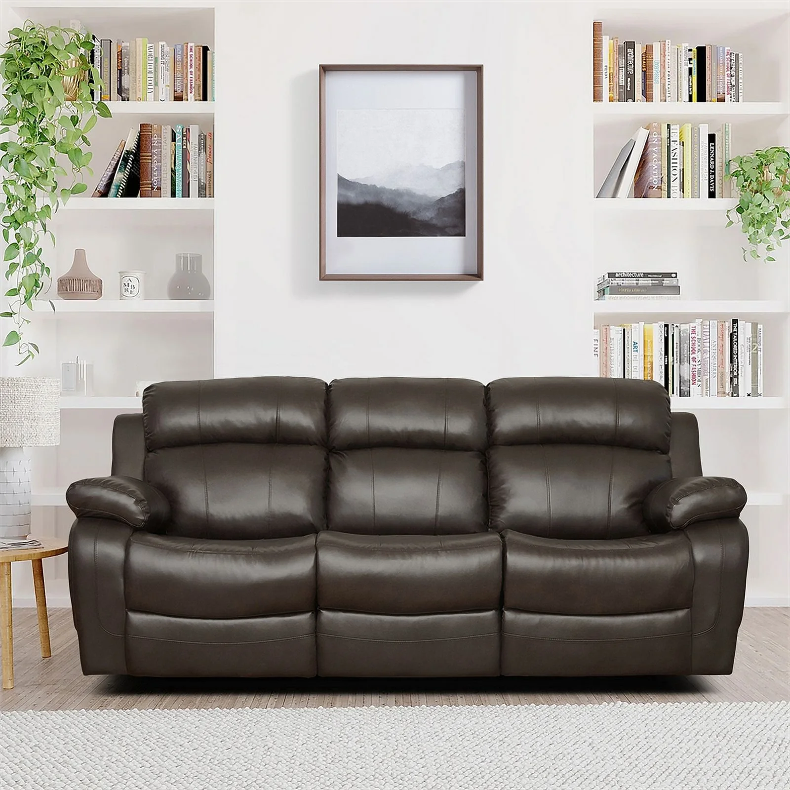 Lexicon Marille Faux Leather 2-Piece Manual Reclining Sofa Set in Brown