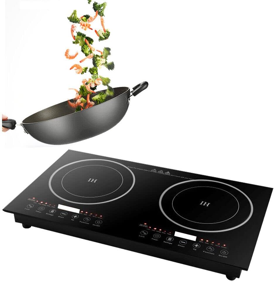 Double Induction Cooktop Burner,Electric Cooktop 26.77 Inch Electric Stove 110V 2400W 8 Power Levels w/Timer