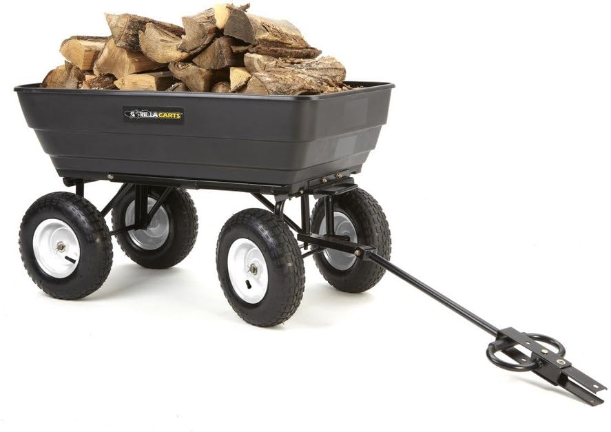 Gorilla Carts GOR200B Poly Garden Dump Cart with Steel Frame and 10-Inch Pneumatic Tires, 600-Pound Capacity, 36-Inch by 20-Inch Bed, Black Finish