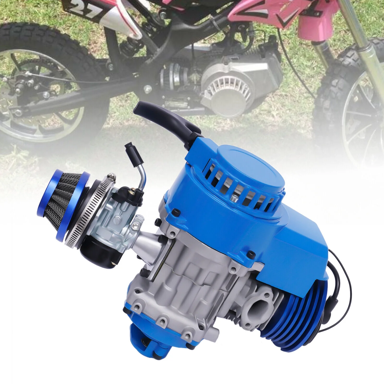 ZhdnBhnos 2 Stroke Complete Racing Engine Motor Pull Start Motorized Bike Engine Kit for Pocket Mini Dirt Bike ATV Scooter Quad