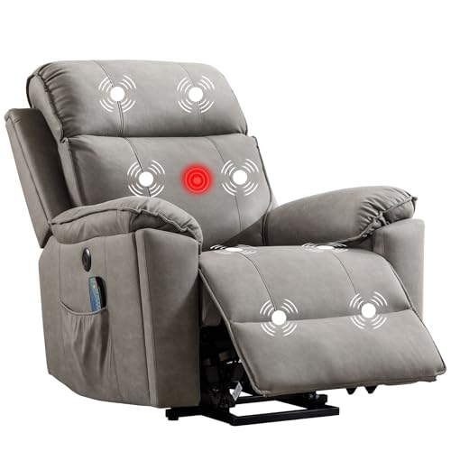 Phoenix Home Power Lift Chair with Massage and Heat for Elderly Recliner, Green Grey