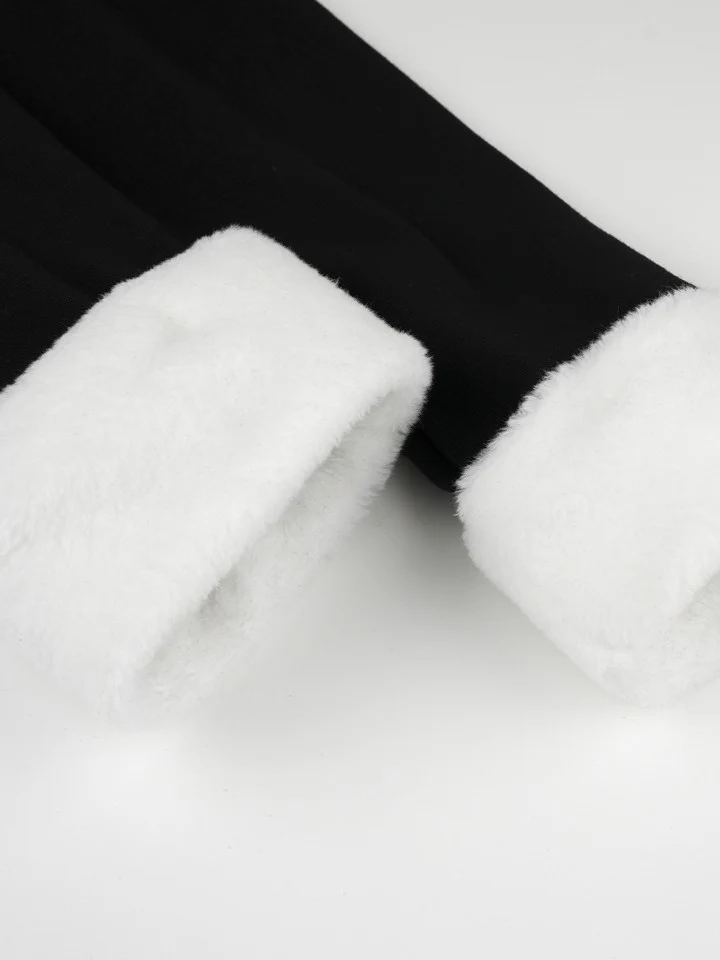 'Monochrome Temptation' Off-Shoulder Fuzzy-Trim Sexy Bodysuit