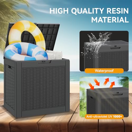 KAMABOKO Outdoor Storage Box, 150 Gallon Large Outdoor Resin Deck Box, Storage Waterproof Boxes Lockable Lid for Garden Tools, Pool Supplies