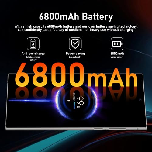 C24 Ultra 5G Smartphone, 6+256GB Unlocked Phone,48+108MP Zoom Camera，6800mAh 6.8" HD Screen Unlocked Cell Phone, 6+256GB Android13.0