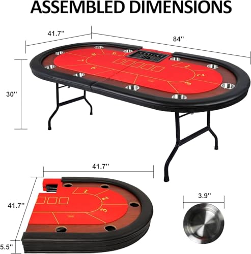 Premium 84" Poker Table Foldable with Chips Tray