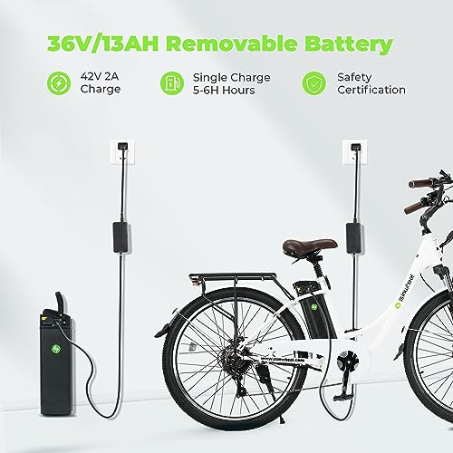 isinwheel M60 Electric Bike for Adults 750W 28mph Ebike with 48V 13Ah Removable Battery, USB Charging Port, 7 Speed Gearshift