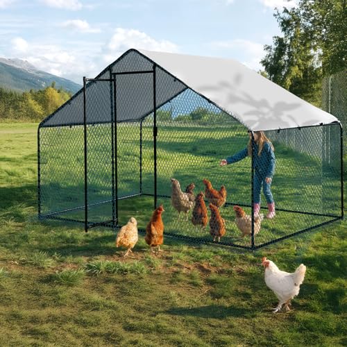 Outvita Chicken Coop, 13×10 FT Large Metal Chicken House, Poultry Habitat Cage with Waterproof Cover