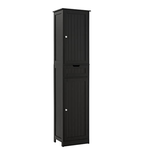 Iwell 67" Tall Bathroom Cabinet, Storage Cabinet with 2 Doors & 1 Drawer, Bathroom Storage Cabinets with Adjustable Shelves, for Living Room