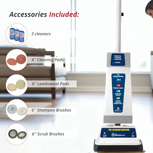 Koblenz Floor Shampooer and Polisher, Hard Floor Cleaner, Carpet Cleaning Machine with Scrubbing Brushes, Polishing Pads, and Carpet Shampoo