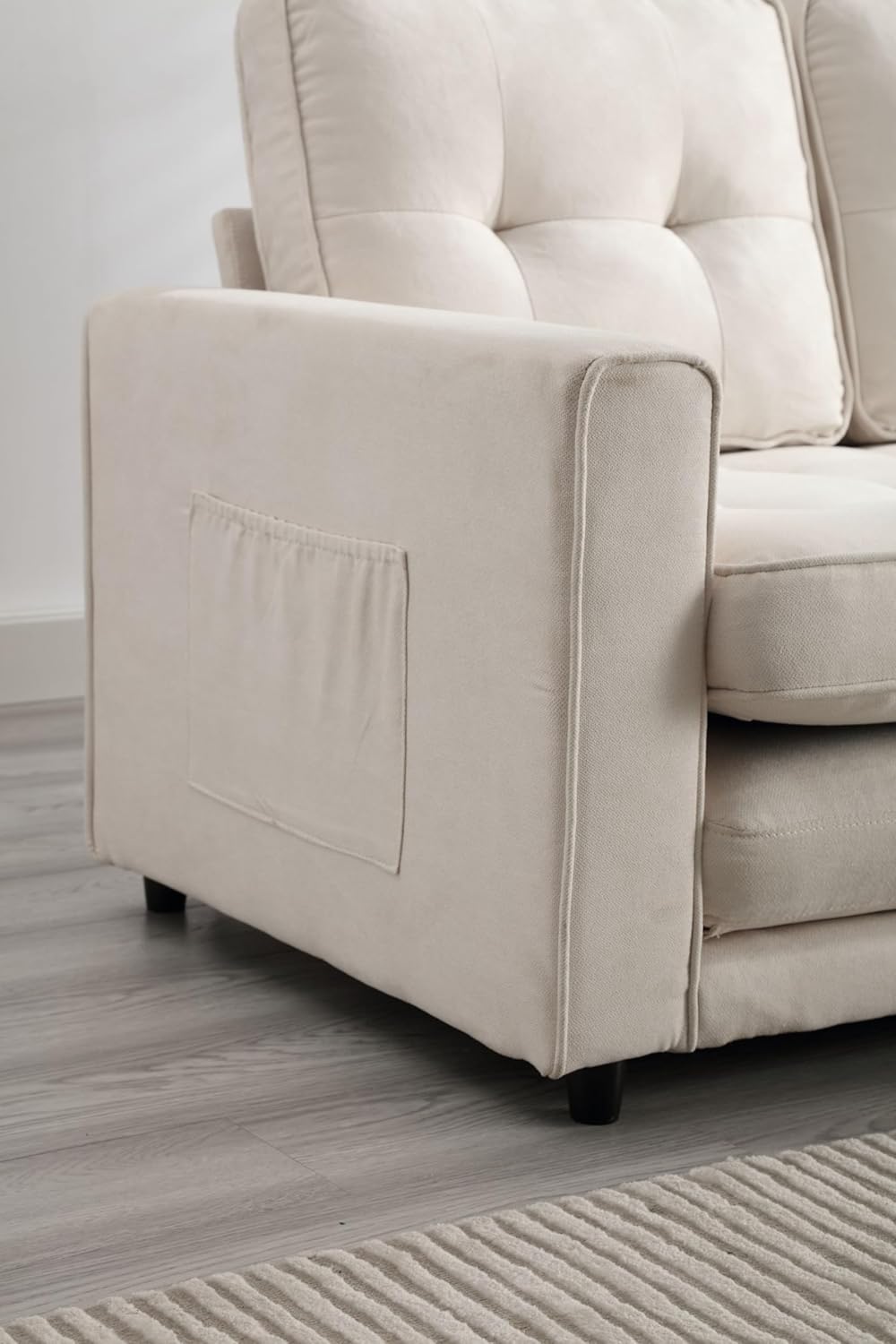 3 Fold Sofa,Convertible Futon Couch sleeper sofabed,Space saving loveseat,Pull Out Couch Bed for Living Room,Dark Gray & Light Gray & Beige