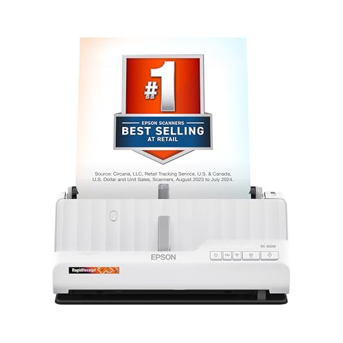 Epson RapidReceipt RR-400W Wireless Compact Desktop Color 2-Sided Receipt & Document Scanner with ScanSmart AI PRO Receipt Management & PDF Software