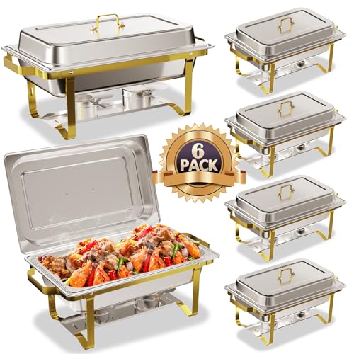 ROOMTEC Chafing Dishes for Buffet 4 Pack, 8QT 304 Stainless Steel Chafing Dish Buffet Set, Chafers and Buffet Warmers Sets for Birthday, Wedding