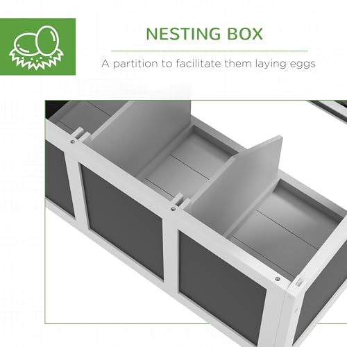 PawHut Wooden Chicken Coop, Chicken Tractor for 6 Chickens, Outdoor Poultry Cage Rabbit Hutch Duck Coop Hen House with Nesting Box, Tray, Windows