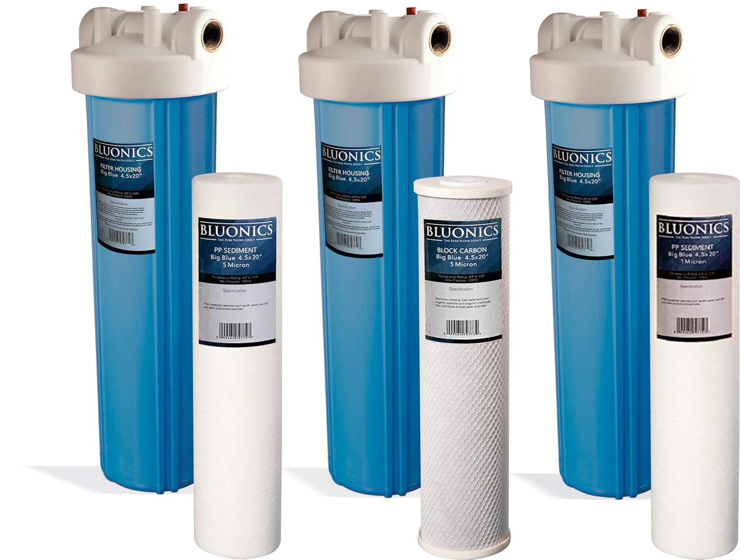 Bluonics 110W UV Ultraviolet Light Plus Sediment and Carbon Well Water Filter Purifier System with NPT 1" Ports